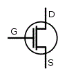 MOSFET à enrichissement type N (style simplifié)