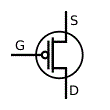 MOSFET à enrichissement type P (style simplifié)